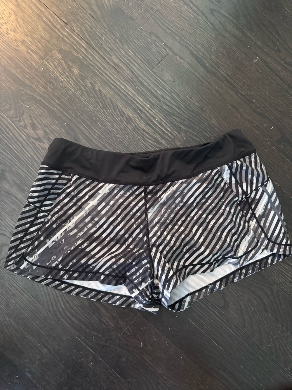 Women's Athleta Black & White Striped Active Shorts